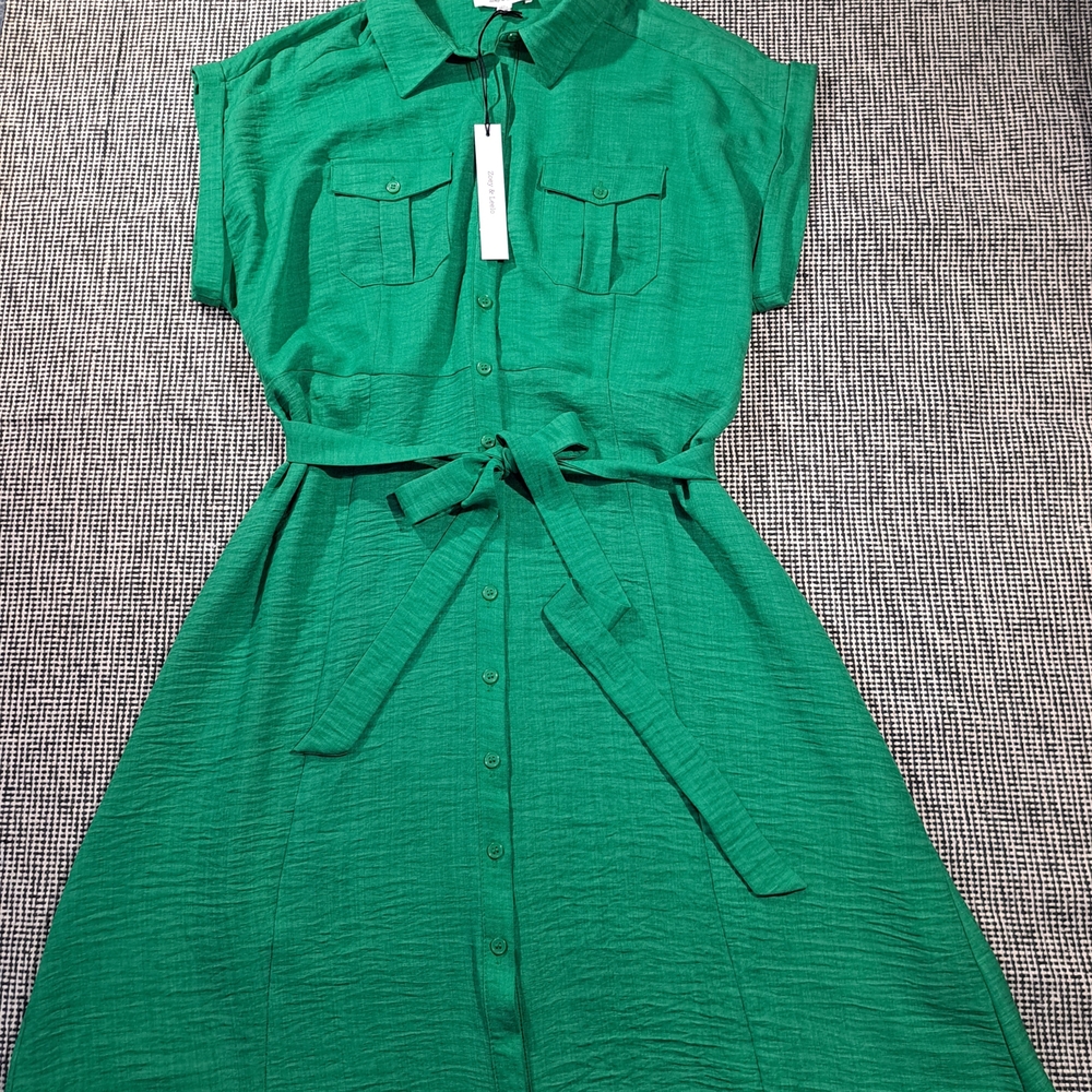 Zoey & Leelo Green Shirt Dress 2XL